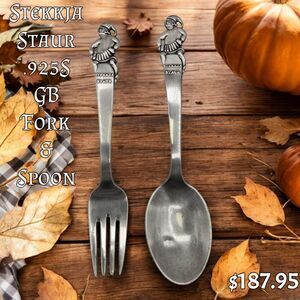 Stekkja Staur .925S GB Spoon & Fork Yule Lad Pranksters. Christmas Collectible